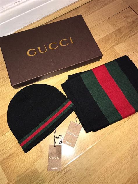 cheap gucci scarf and hat set